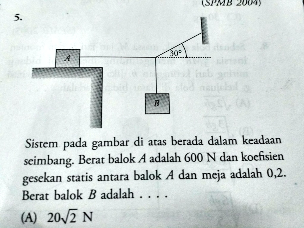 SOLVED: Sistem Pada Gambar Di Atas Ini Berada Dalam Keadaan Seimbang ...