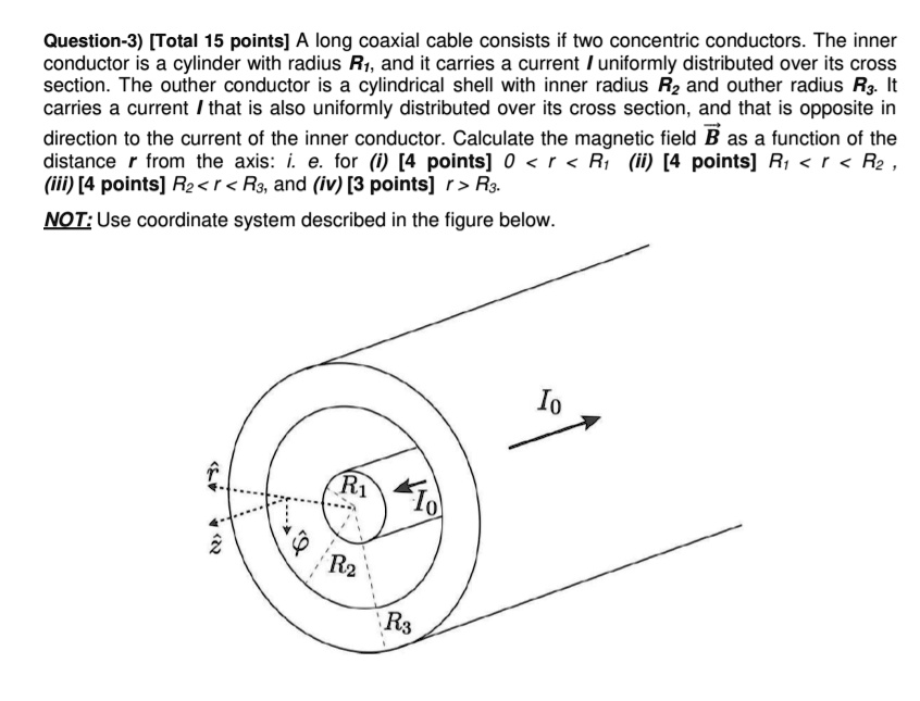 SOLVED: Question-3) [Total 15 points] A long coaxial cable consists if ...