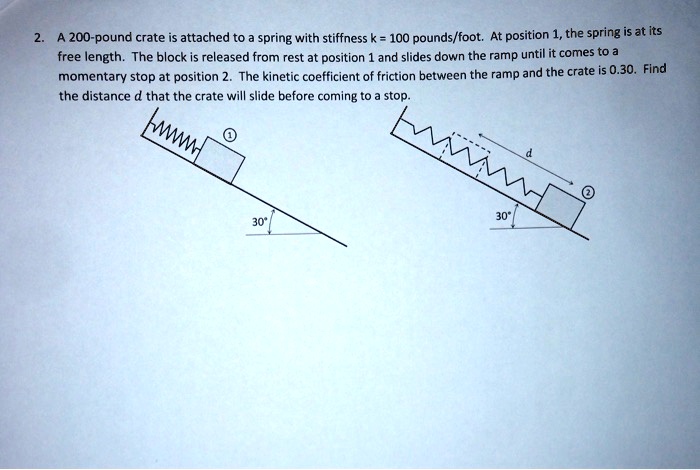 SOLVED: A 200-pound crate is attached to a spring with stiffness k ...
