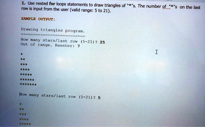 SOLVED: Need it in java 1. Use nested for loops statements to draw ...