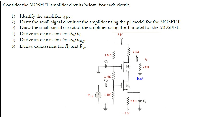Consider the MOSFET amplifier circuits below. For each circuit, 1