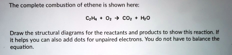 SOLVED The complete combustion of ethene is shown here C2H4 O2