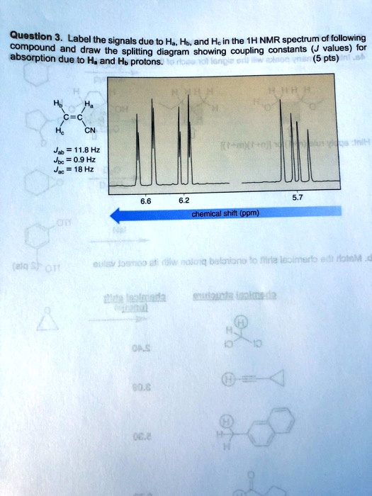 Question 3. Label the signals due to Ha, Hb, and Hc in the 1H NMR ...