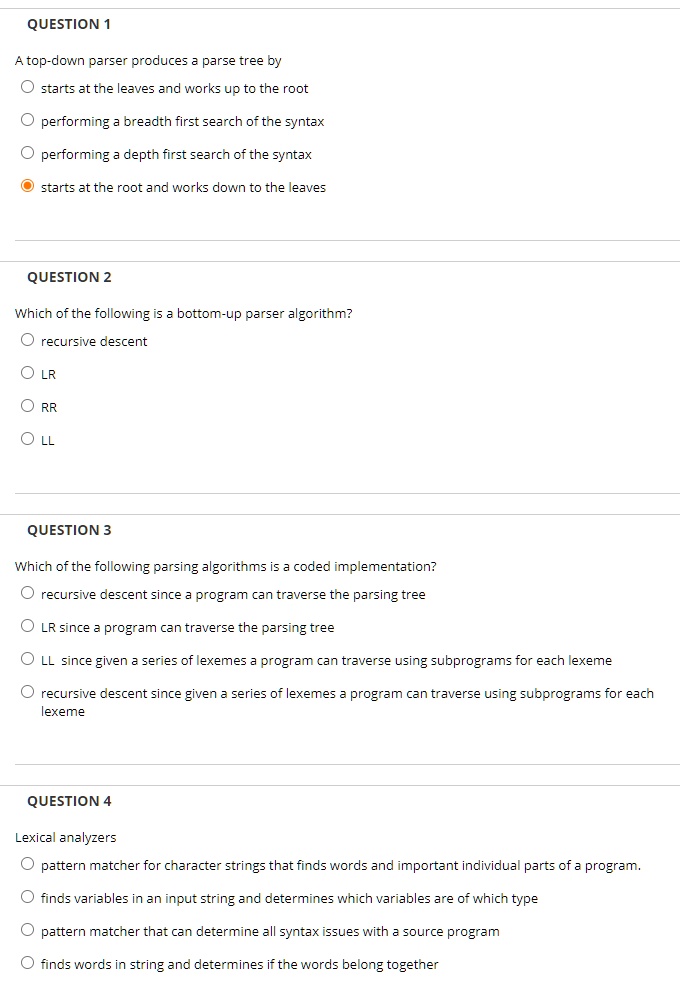 VIDEO solution: QUESTION 1 A top-down parser produces a parse tree by ...