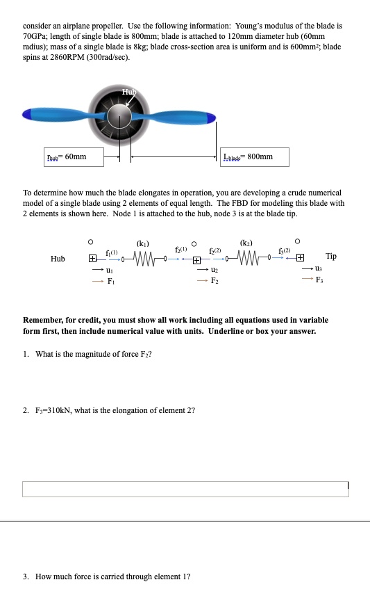 SOLVED: consider an airplane propeller. Use the following information ...
