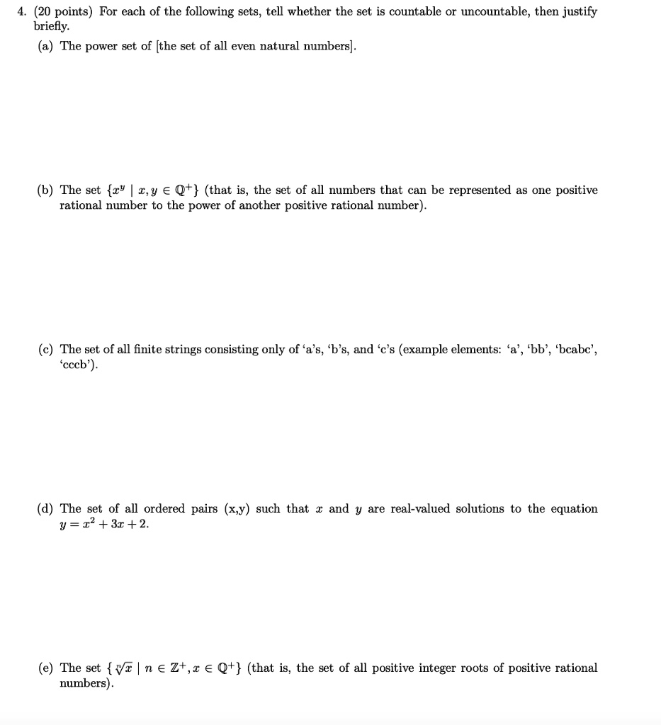 Solved 20 points for each of the following sets tell whether the