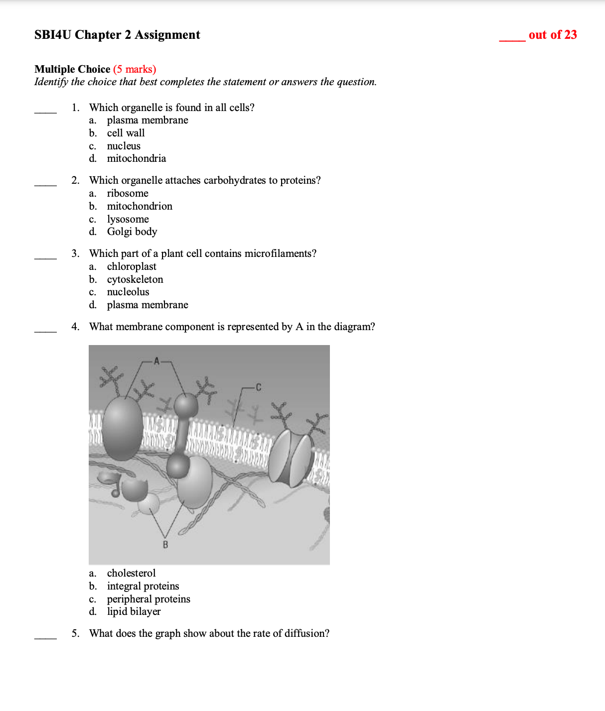 SOLVED: SBI4U Chapter 2 Assignment Out Of 23 Multiple Choice (5 Marks ...