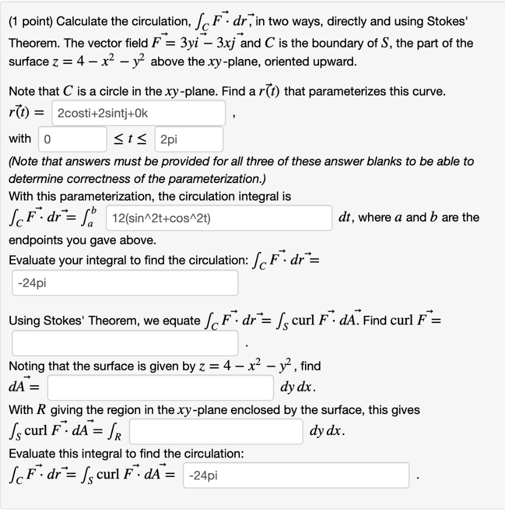 Point) Calculate the circulation; Jc F dr in two ways… SolvedLib