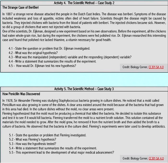SOLVED Activity 4 The Scientiic Method Case Study 2 The Strange Case