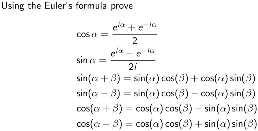 using the eulers formula prove eia e ia cos 2 eia eia sin 2i sina 8 ...