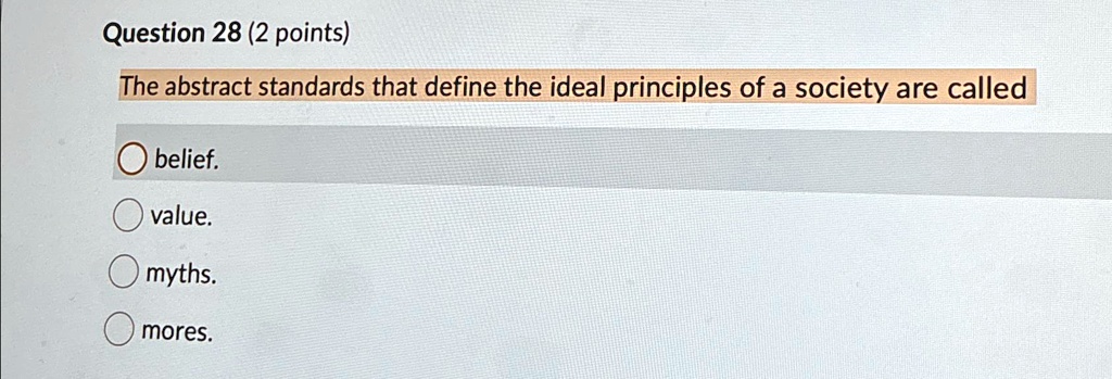 SOLVED: Question 28 (2 Points) The Abstract Standards That Define The ...