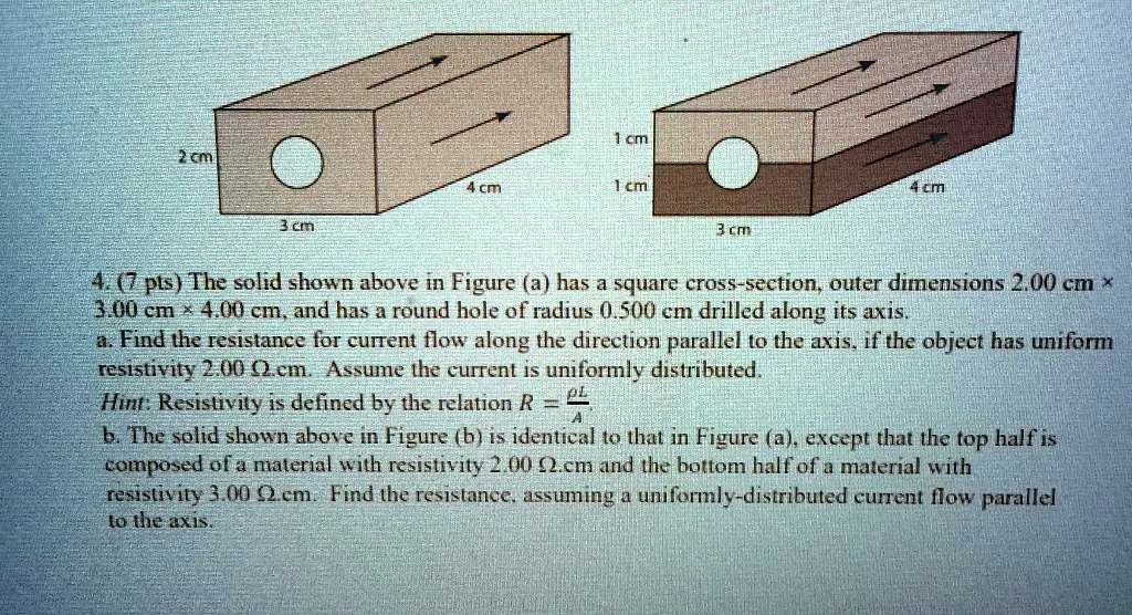 SOLVED: 2m W3 Jcm 3cm 4 (7 pts) The solid shown above in Figure (a) has ...
