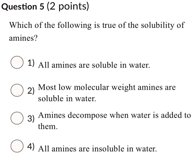 1 and 2 amines are soluble in water