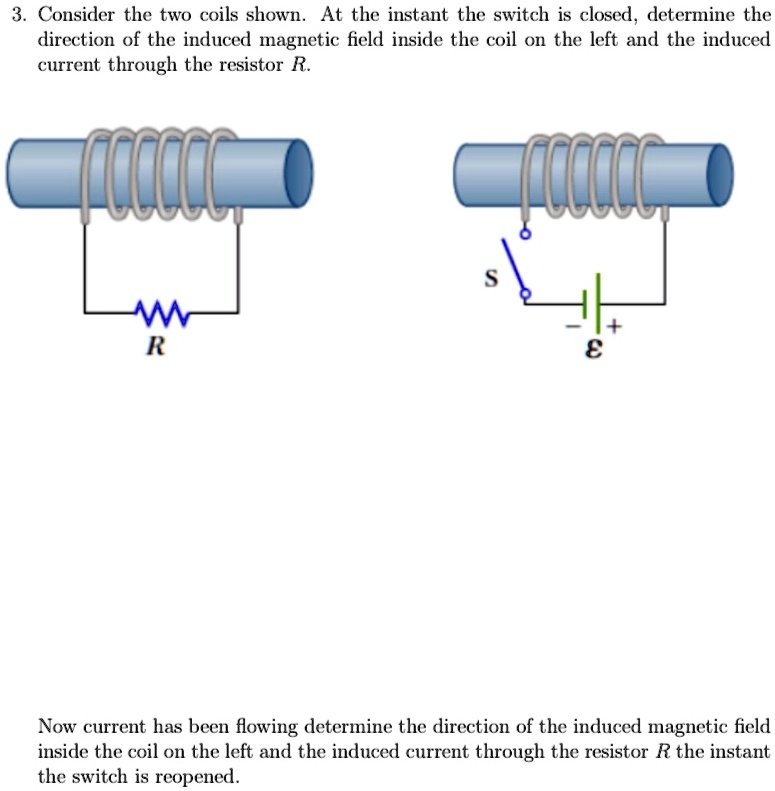SOLVED 3. Consider the two coils shown. At the instant the switch is