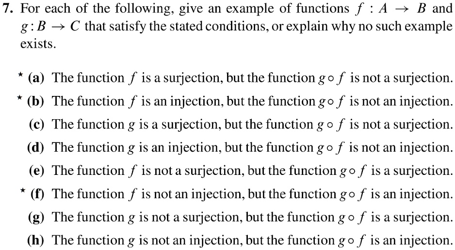 SOLVED 7 For each of the following; give an example of functions f A