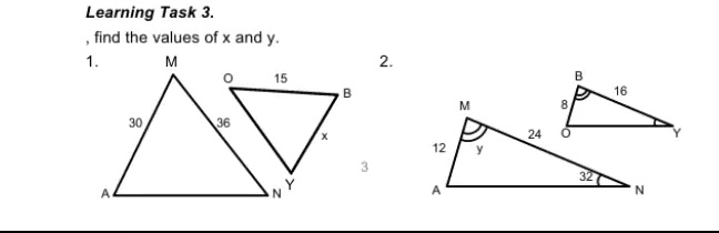 learning task 3 find the values of x and 46536