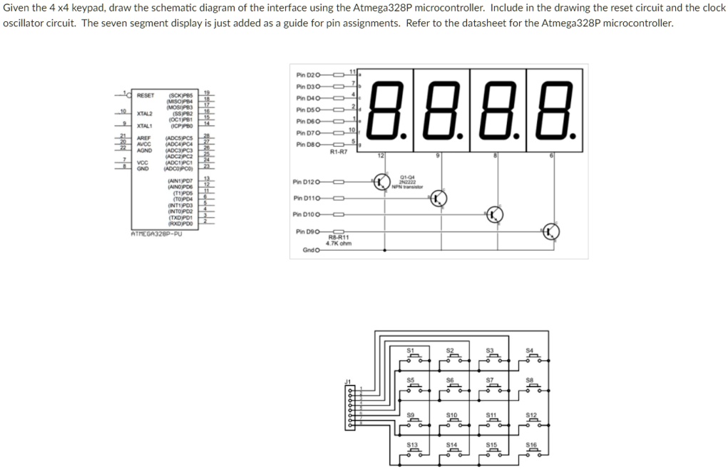 SOLVED: Given the 4x4 keypad, draw the schematic diagram of the