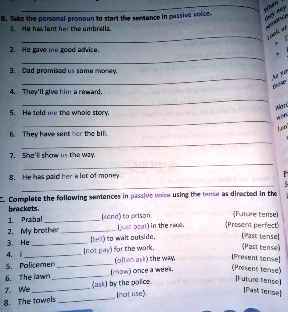 active voice or passive voiceplease answer questions b and c 71285