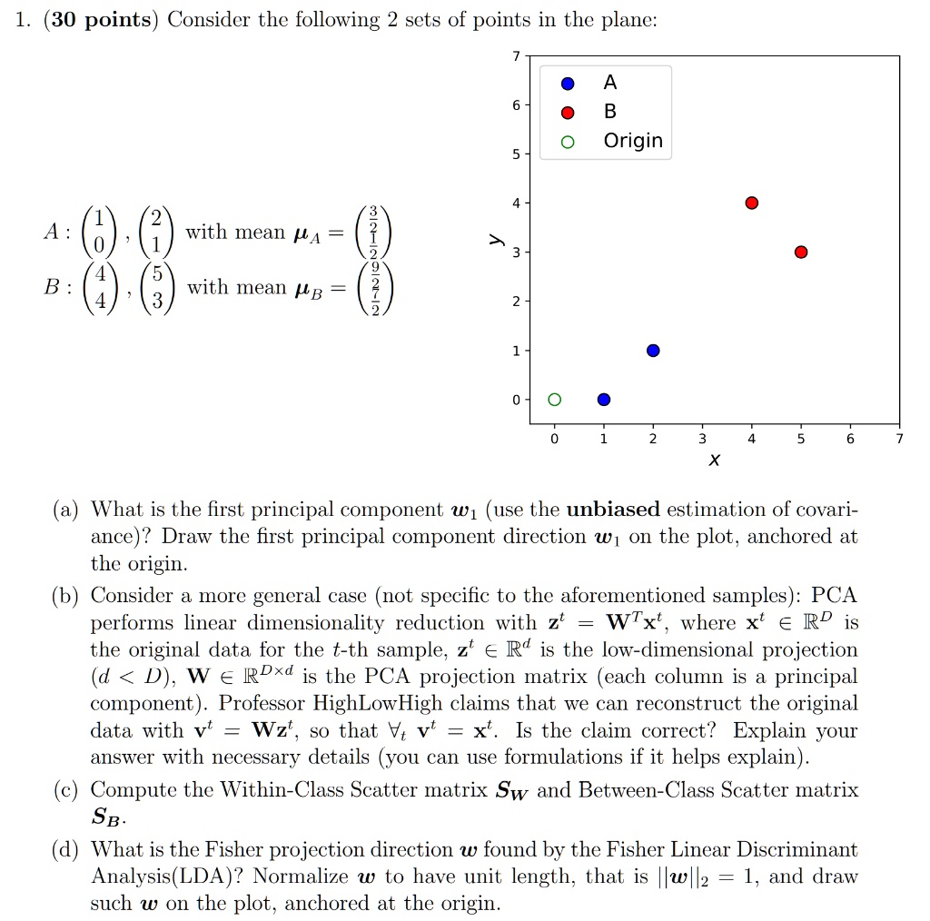 Text: (30 points) Consider the following 2 sets of points in the plane ...