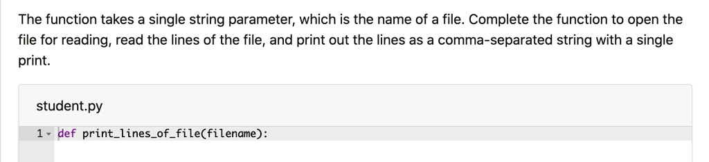 SOLVED: The function takes a single string parameter, which is the name ...