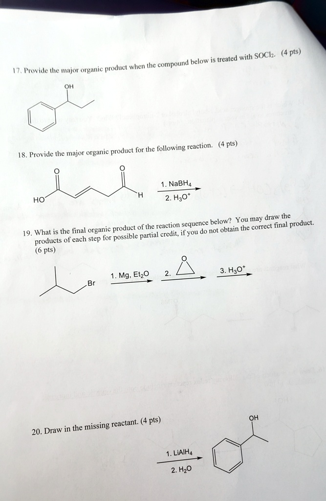 SOLVED: OH 18. Provide the major organic product for the following ...