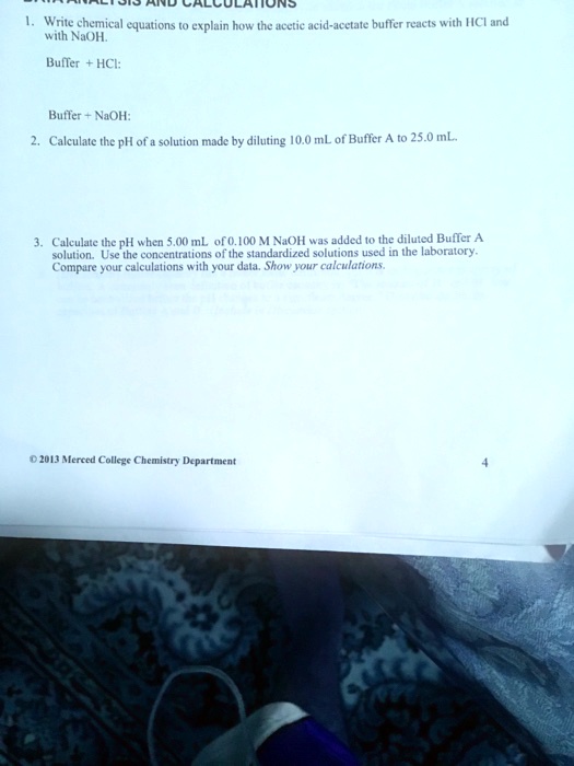 SOLVED calculAMONS Write chemical equations explain how the acetie