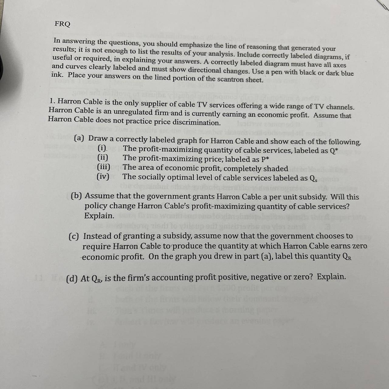 SOLVED: FRQ#N#In answering the questions, you should emphasize the line