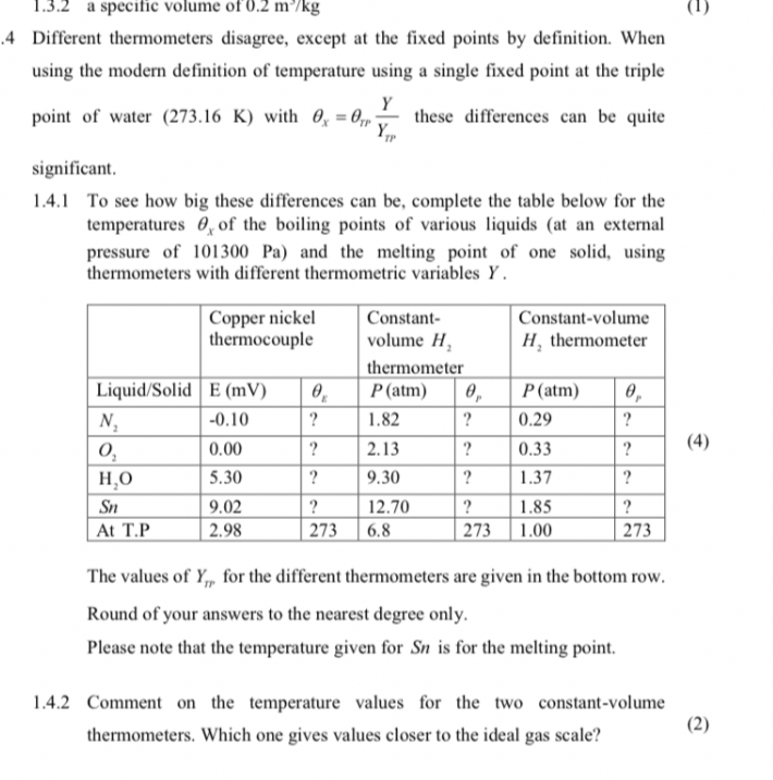 SOLVED .4 Different thermometers disagree, except at the fixed points