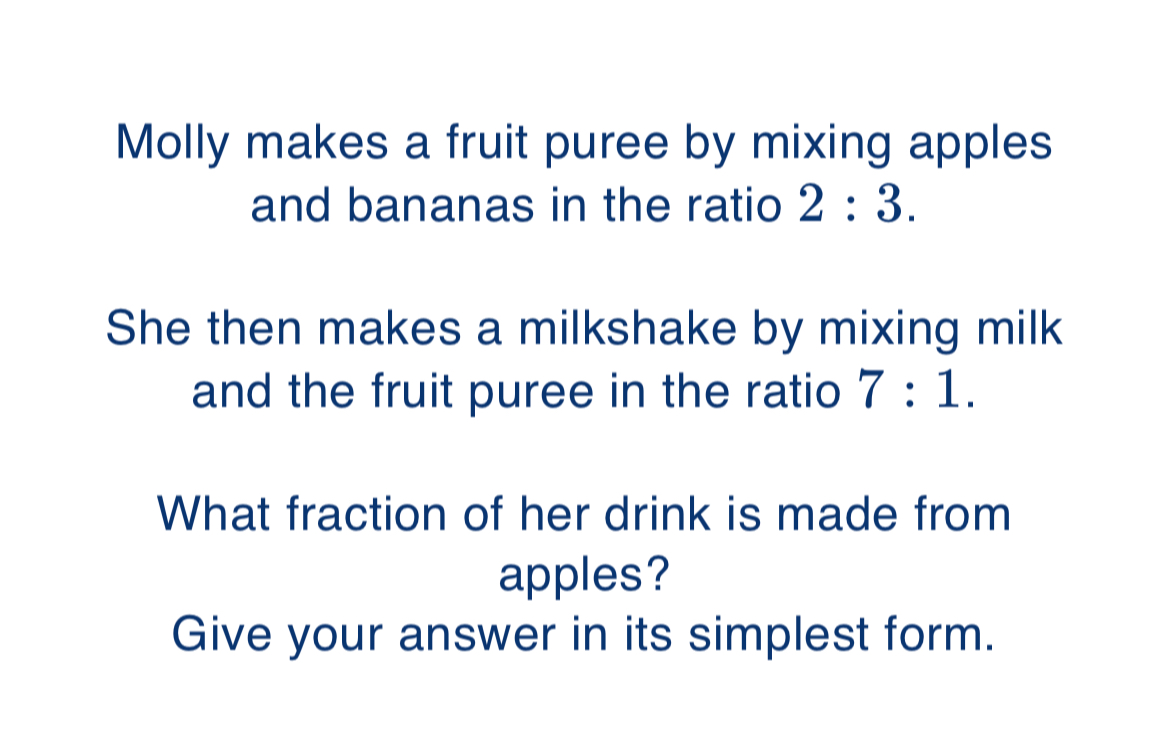 SOLVED Molly makes a fruit puree by mixing apples and bananas in the