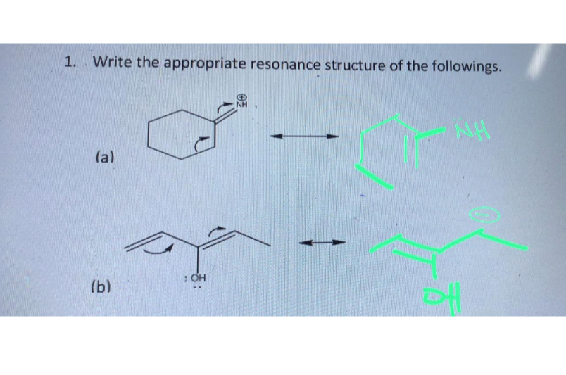 SOLVED: 1. Write The Appropriate Resonance Structure Of The Followings ...