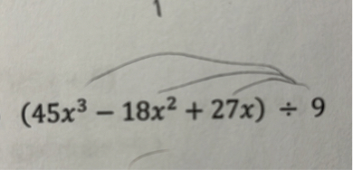 (45 x^3-18 x^2+27 x) ÷ 9