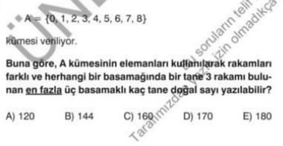 SOLVED: A={0,1,2,3,4,5,6,7,8} Kümesi Veriliyor. Buna Göre, A Kûmesinin ...