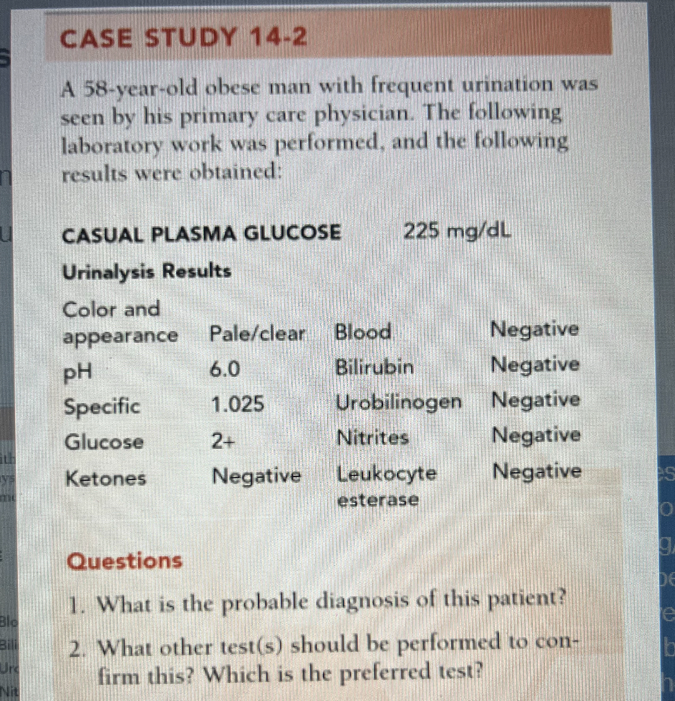 Solved case study 14 2 a 58 year old obese man with frequent urination