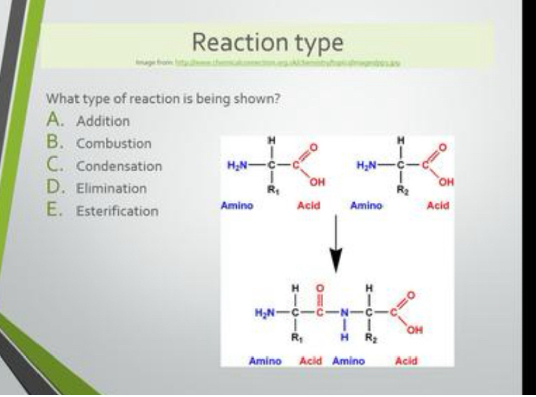 Type Of Rection Reaction type What type of reaction is being shown? A. Addition B ...