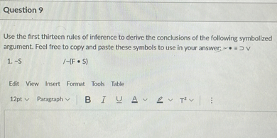 Question 9 Use The First Thirteen Rules Of Inference To Derive The ...