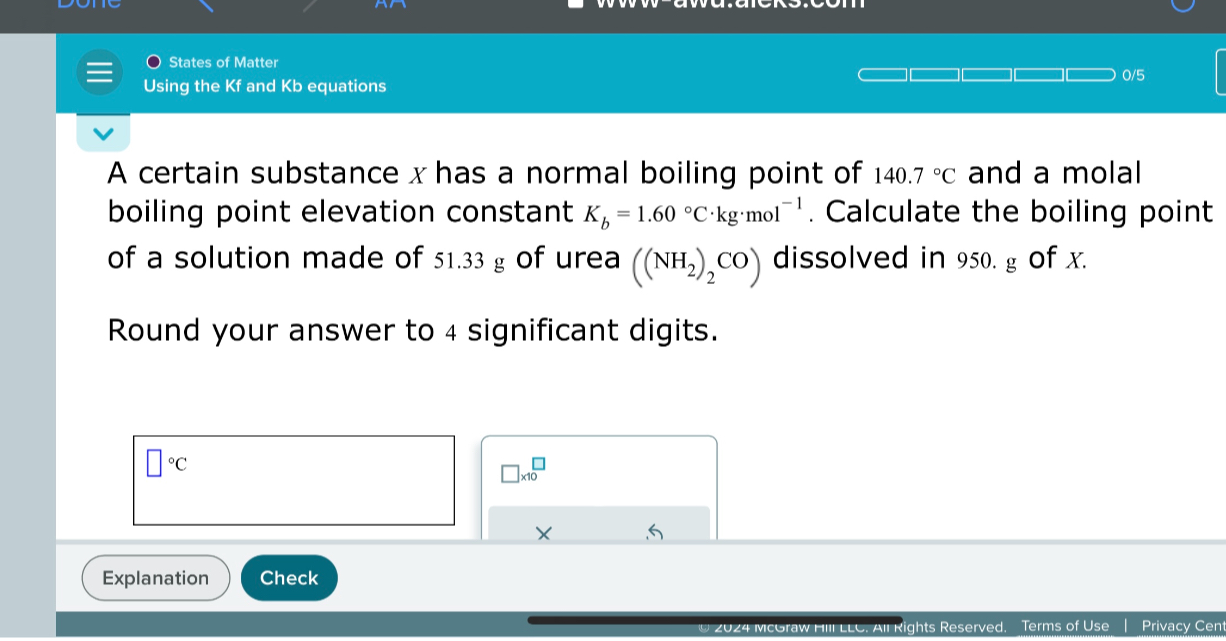 States of Matter Using the Kf and Kb equations A certain substance x ...