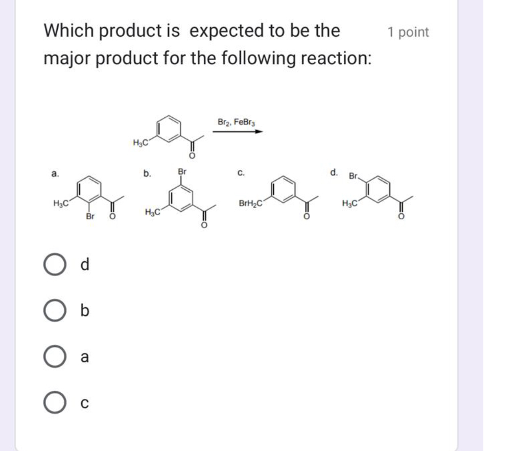 SOLVED: Which Product Is Expected To Be The 1 Point Major Product For ...