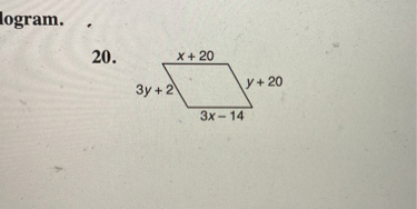 20. x+20 3y+2 y+20 3x-14