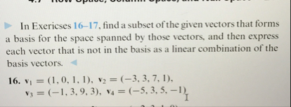 Express Answer In Vector Form In Exericses 16-17, find a subset of the given vectors that forms a ...