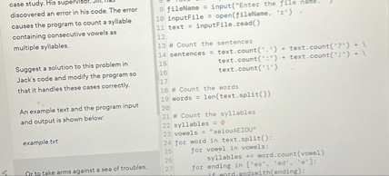 discovered an error in his code. The error causes the program to count ...