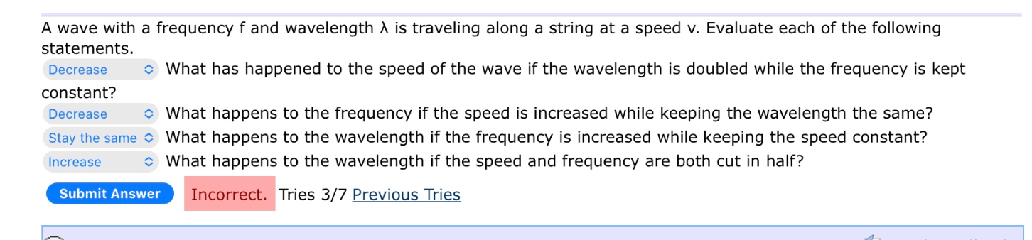 Solved A Wave With A Frequency F And Wavelength Is Traveling Along A