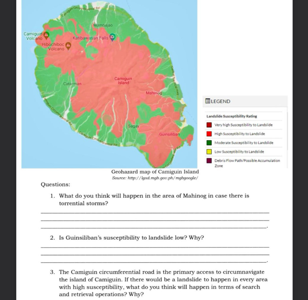 SOLVED: LEGEND Landslide Susceptibility Rating Geohazard map of ...