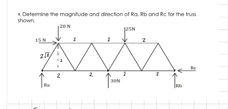 SOLVED: 9. Determine the magnitude and direction of Ra, Rb and Rc for ...