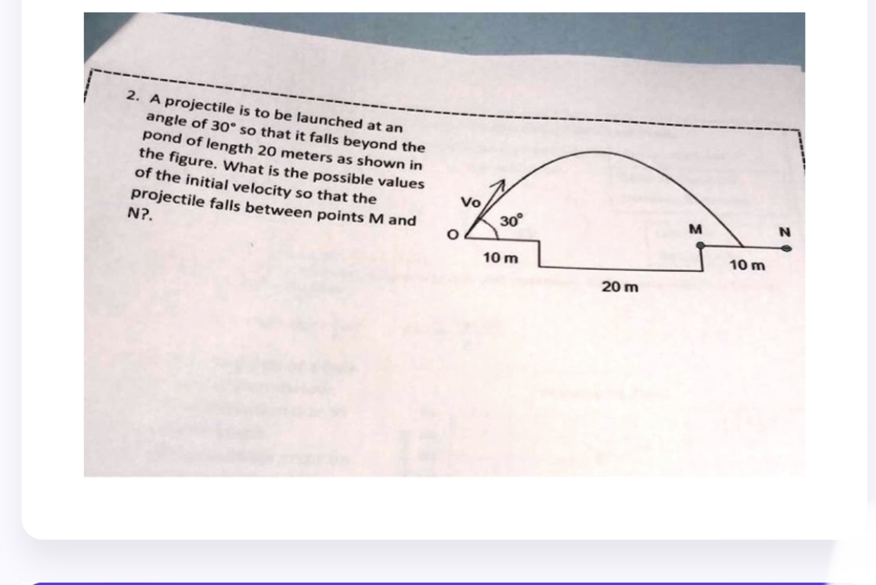 SOLVED: 2. A projectile is to be launched at an angle of 30^∘ so that ...