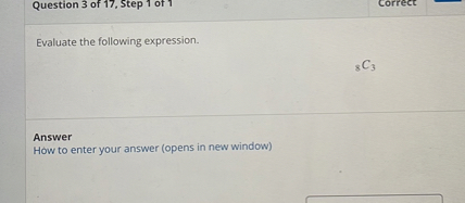 Evaluate the following expression.

8C3