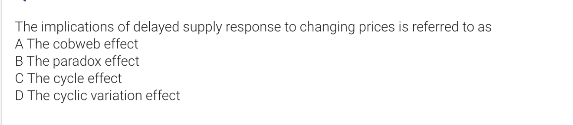 SOLVED: The implications of delayed supply response to changing prices ...