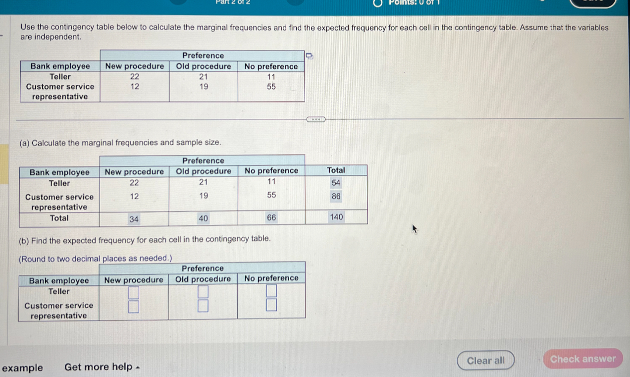 SOLVED: Use the contingency table below to calculate the marginal ...
