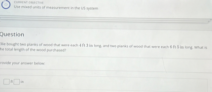 Ellie bought two planks of wood that were each 4 ft 3 in long, and two planks of wood that were each 6 ft 5 in long. What is the total length of the wood purchased?