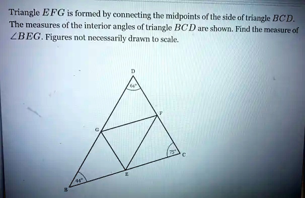 SOLVED: Triangle EFG is formed by connecting the midpoints of he side ... image.