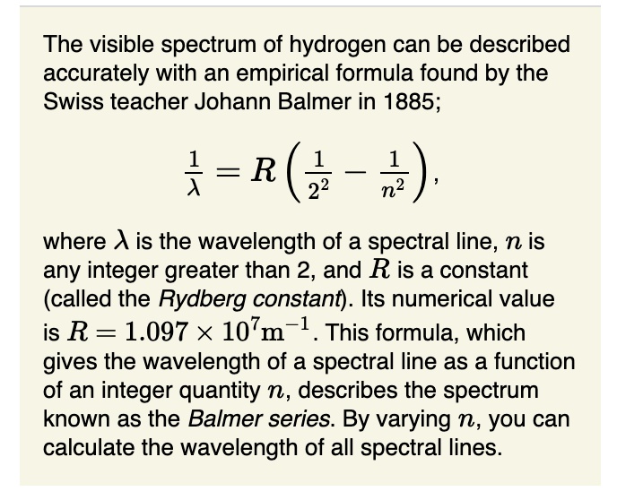 SOLVED: The visible spectrum of hydrogen can be described accurately ...